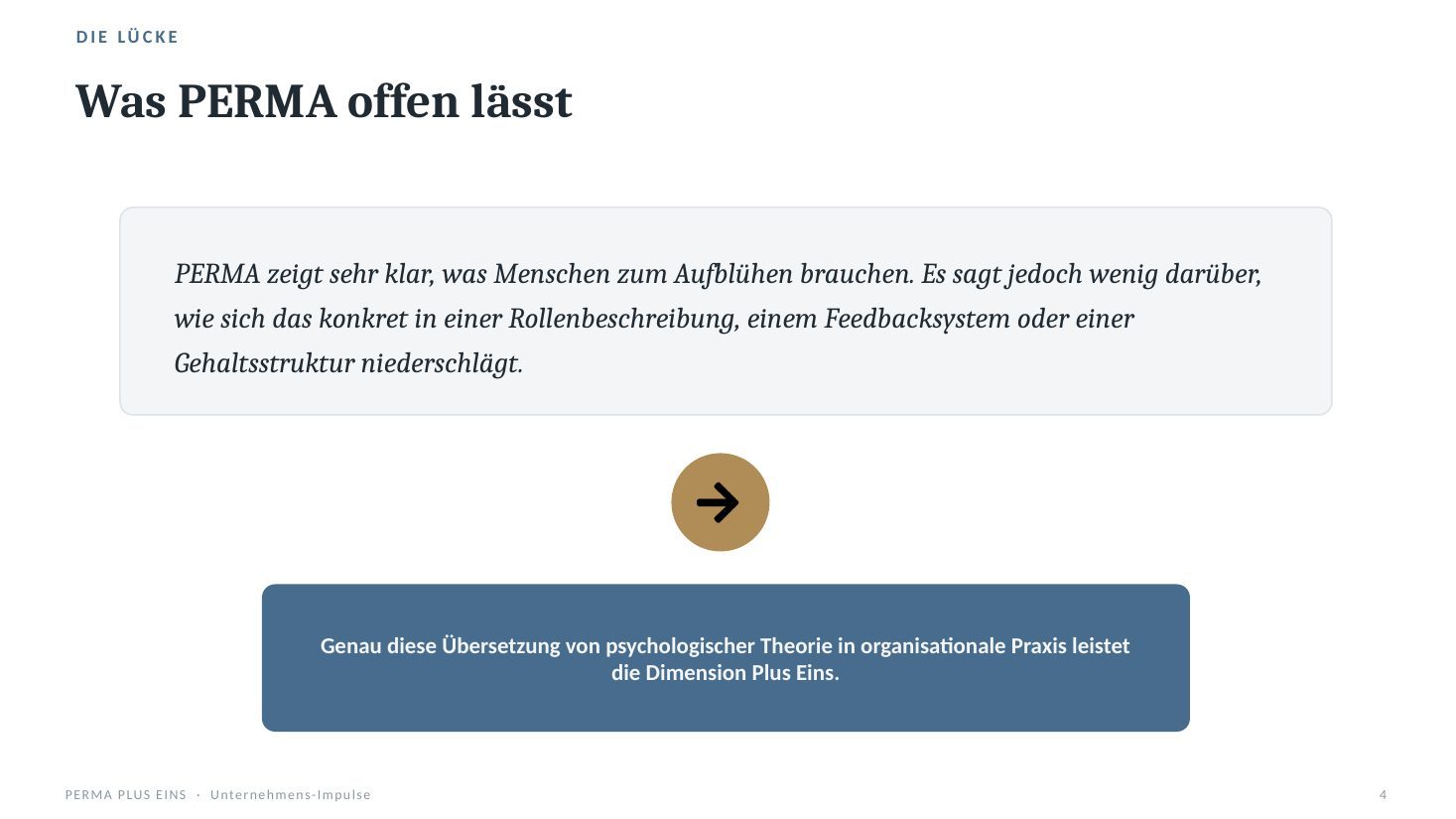 Was PERMA offen lässt: die Übersetzung psychologischer Theorie in organisationale Praxis