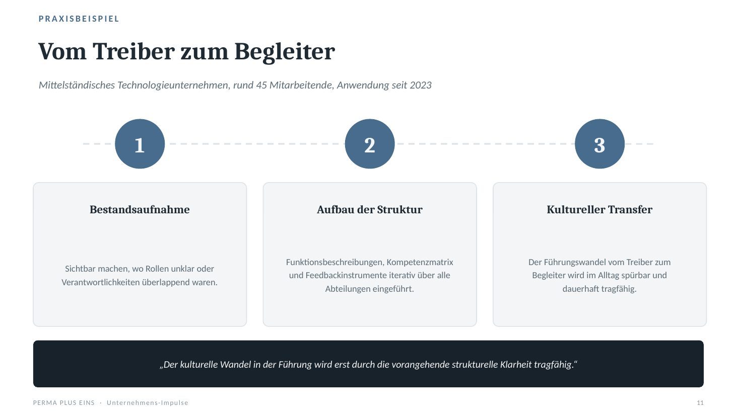 Praxisbeispiel: vom Treiber zum Begleiter in einem mittelständischen Technologieunternehmen