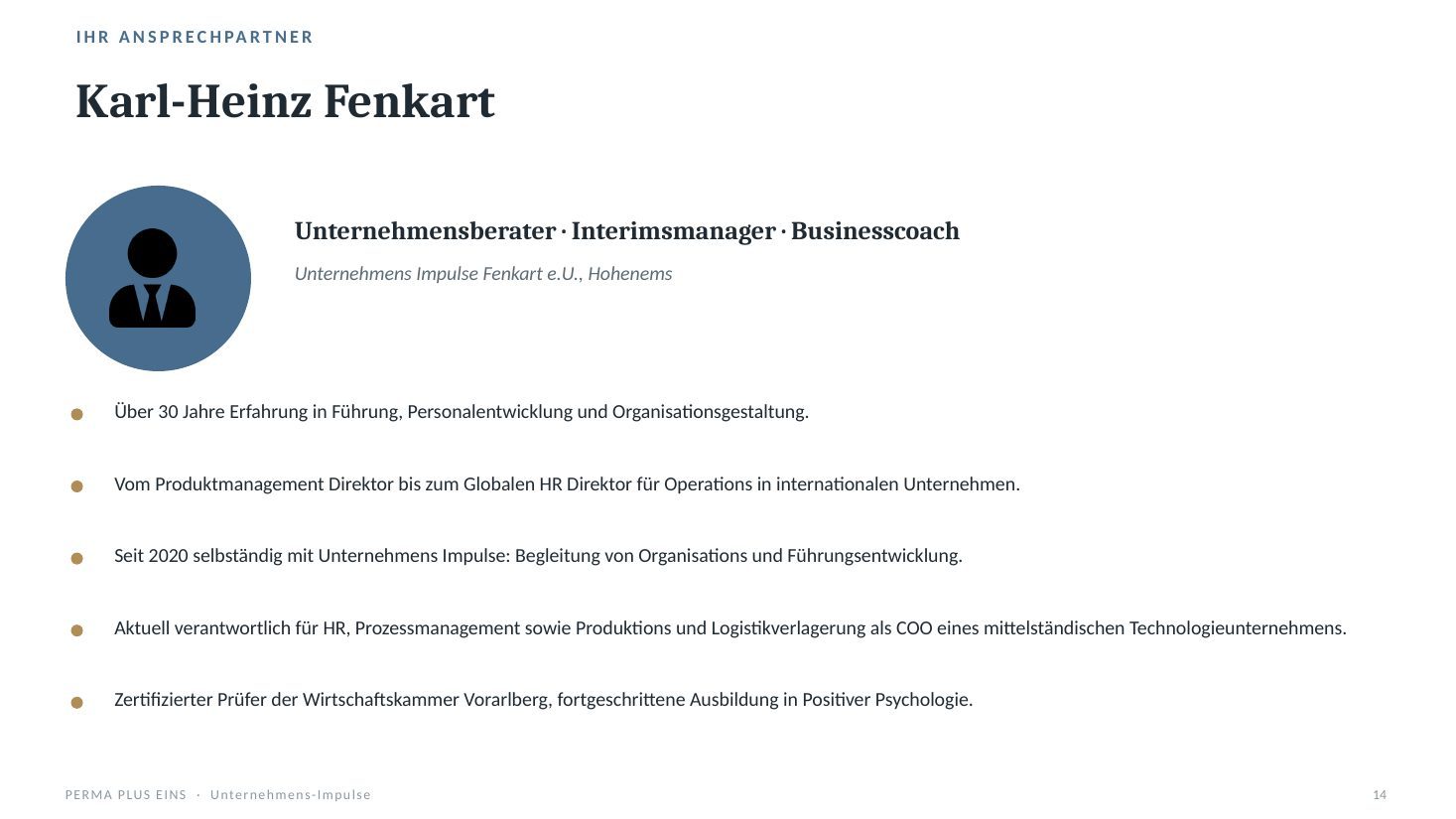 Karl-Heinz Fenkart, Unternehmensberater, Interimsmanager und Businesscoach aus Hohenems